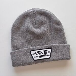 Vans Gray Knit Beanie with Logo Patch